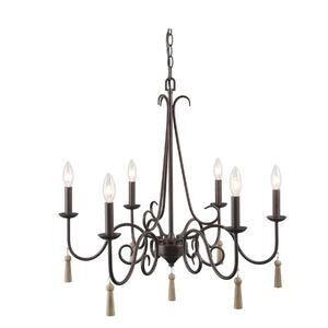 LNC 5-Light Chandelier French Country Shabby Chic Adjustabl Brown Rust Metal NEW